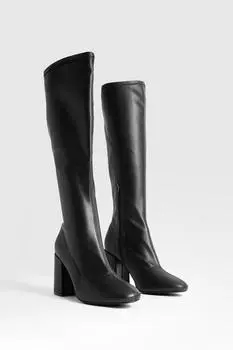 Широкие эластичные сапоги до колена boohoo, черный