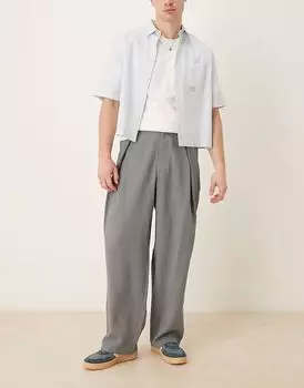 Широкие элегантные брюки ASOS DESIGN со складками серого цвета