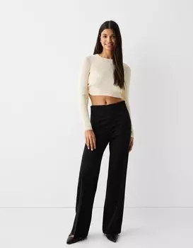 Широкие элегантные брюки Bershka, черный