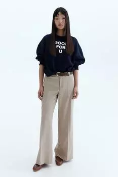 Широкие элегантные брюки H&M, бежевый