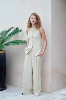 Широкие элегантные брюки H&M, бежевый