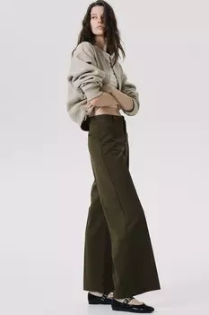 Широкие элегантные брюки H&M, зеленый