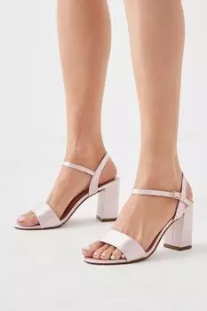 Широкие атласные босоножки на блочном каблуке с завитками Dorothy Perkins, розовый