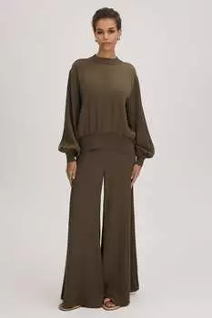 Широкие атласные брюки Florere, хаки