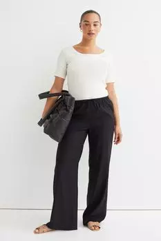 Широкие атласные брюки H&amp;M, черный