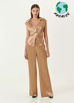 Широкие атласные брюки из норки Beymen