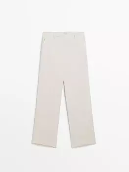 Широкие атласные брюки Massimo Dutti, бежевый