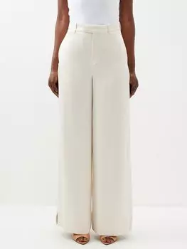 Широкие атласные брюки Saint Laurent, белый