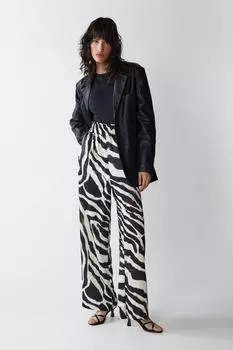 Широкие атласные брюки Warehouse, черный