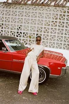 Широкие атласные брюки ZARA, цвет cava