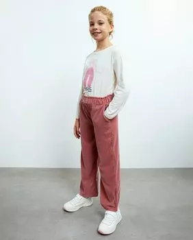 Широкие бархатные брюки для девочки Sfera, розовый