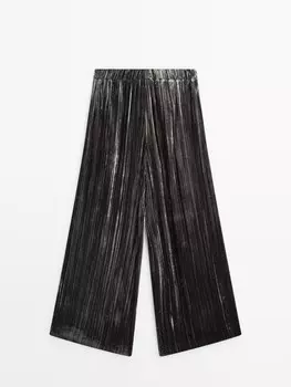 Широкие бархатные брюки Massimo Dutti, черный