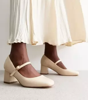 Широкие белые туфли Мэри Джейн под кожу New Look, белый