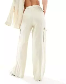 Широкие бежевые брюки-карго Vila