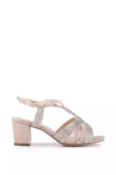 Широкие босоножки на блочном каблуке с блестками 'Nadia' Paradox London, цвет metallic gold