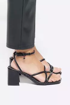 Широкие босоножки на круглом каблуке River Island, черный