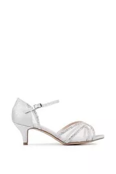 Широкие босоножки на низком каблуке с ремешком на щиколотке 'Etta' с блестками Paradox London, серебро