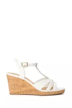 Широкие босоножки на танкетке с косичками коали Dune London, белый