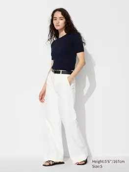 Широкие брючные джинсы Uniqlo, белый