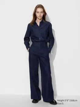 Широкие брючные джинсы Uniqlo, синий