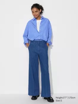 Широкие брючные джинсы Uniqlo, синий
