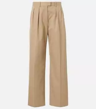 Широкие брюки Alfidis из хлопка и кашемира The Row, бежевый