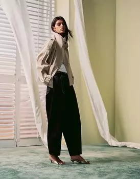 Широкие брюки ASOS DESIGN черного цвета с закругленными штанинами и поясом-завязкой