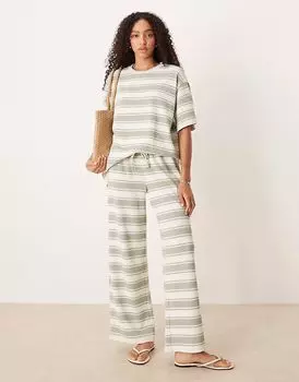 Широкие брюки ASOS DESIGN из трикотажного шалфейного цвета в полоску