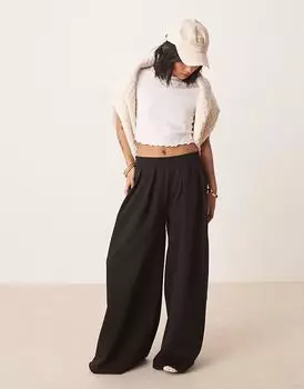 Широкие брюки ASOS DESIGN Petite из ткани интерлок черного цвета ASOS Petite