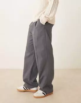 Широкие брюки ASOS DESIGN со складками серого цвета