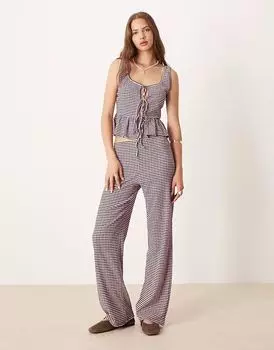 Широкие брюки ASOS DESIGN в розово-черную клетку