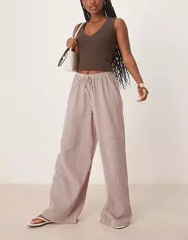 Широкие брюки ASOS DESIGN в розовую клетку с застежкой