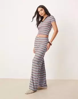 Широкие брюки ASOS DESIGN в сине-коричневую полоску