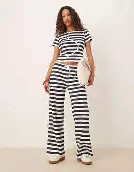 Широкие брюки ASOS DESIGN в темно-синей и белой полоске