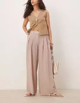 Широкие брюки ASOS DESIGN в тональную полоску цвета камня