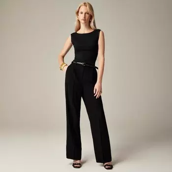 Широкие брюки-эстетизм из городского крепа J.Crew, черный