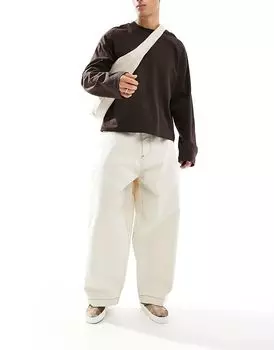 Широкие брюки-баллоны ASOS DESIGN белого цвета с контрастной строчкой