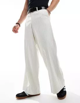 Широкие брюки белого цвета в тонкую полоску ASOS DESIGN