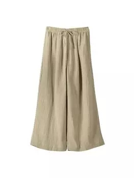 Широкие брюки Bershka, бежевый