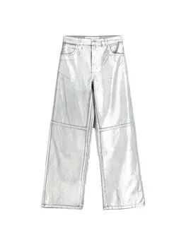 Широкие брюки Bershka, серебряный