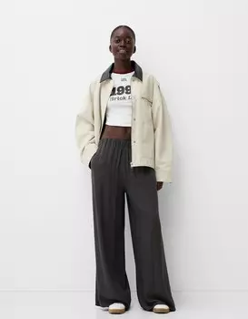 Широкие брюки Bershka, серый