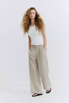 Широкие брюки без застежки H&M, бежевый