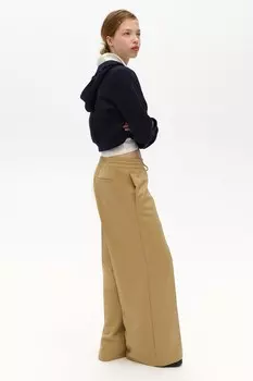 Широкие брюки без застежки H&M, бежевый