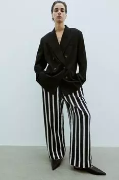 Широкие брюки без застежки H&M, черный