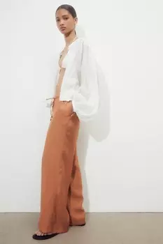Широкие брюки без застежки H&M, коричневый
