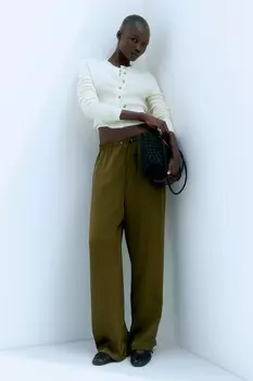 Широкие брюки без застежки H&M, зеленый
