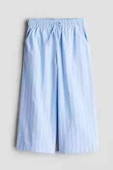 Широкие брюки без застежки из поплина H&M, голубой