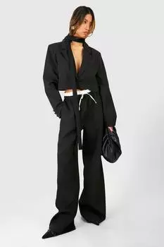 Широкие брюки-боксеры с кулиской на поясе boohoo, черный