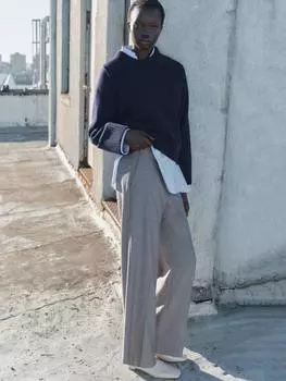 Широкие брюки carlos в тонкую полоску Mango, коричневый