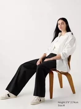 Широкие брюки-чинос длинные Uniqlo, черный